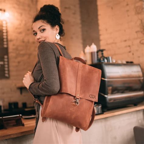 Leather Laptop Backpack Women - Etsy