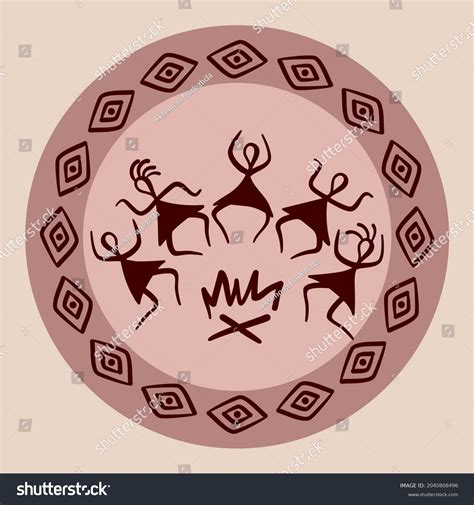 Traditional Native American Symbols Primitive Figures Stock Vector ...