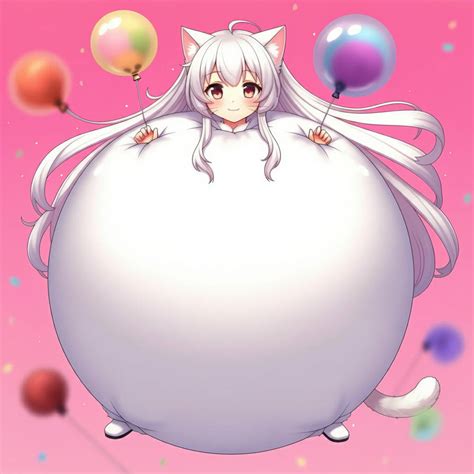 inflated anime cat girl  kingdab  deviantart