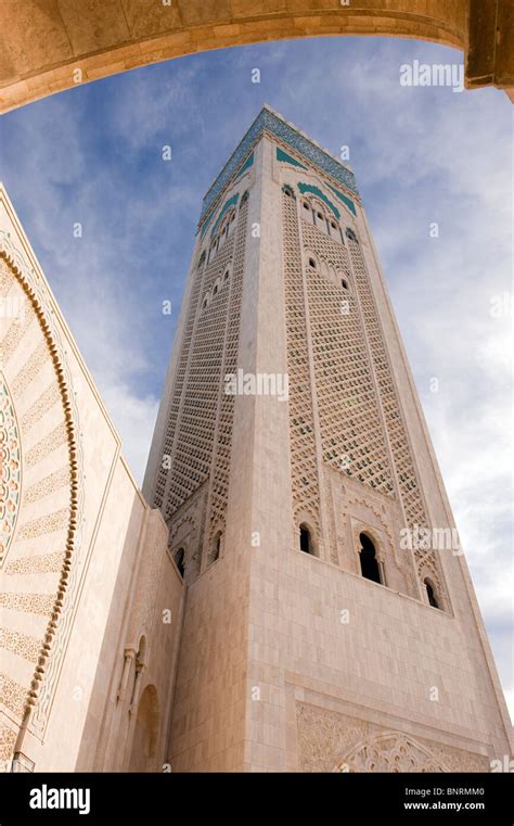 The minaret at the Hassan 11 mosque in Casablanca, Morocco Stock Photo ...