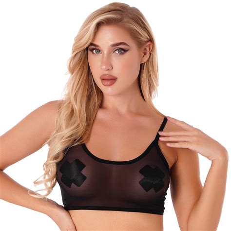 Women See Through Bra Top Open Cup Bralette Bustier Exposed Bare