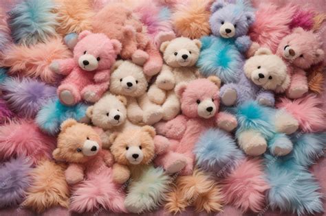 Premium AI Image | Pastel Fluffy Teddy Bear Wallpaper Fluffy Teddy Bear ...