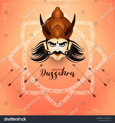 Happy Dussehra Festival Ravana Killing Background Stock Vector (Royalty ...