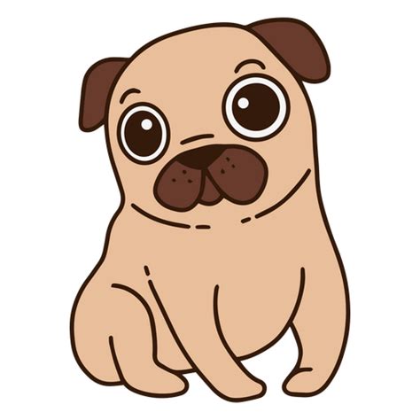 Cartoon Pug Dog Sitting Down PNG & SVG Design For T-Shirts