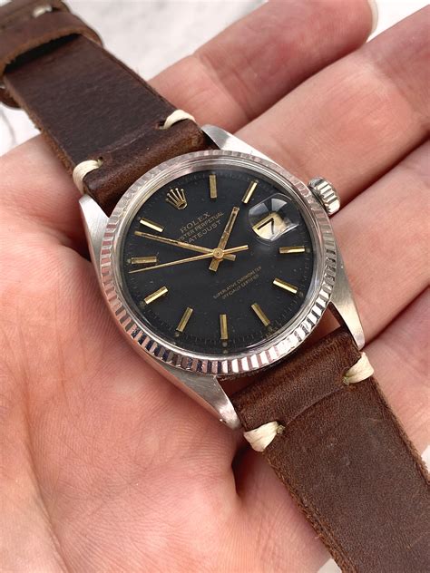 Servicierte Rolex Datejust Automatic UNRESTORED BLACK GILT dial Vintage ...