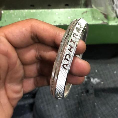 customised silver  kada  men  personalised hallmarked