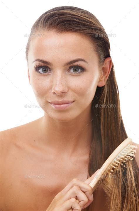 combing   hair   treatment stock photo