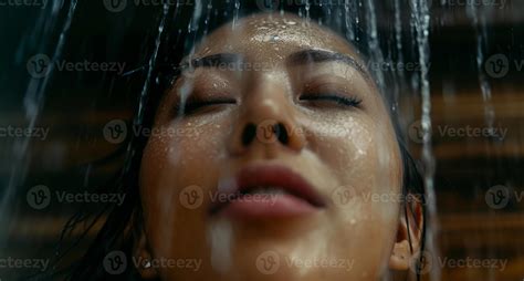 AI generated Girl Showering in outdoor jungle cinematic and moody