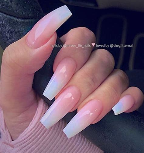 Acrylic Nails Coffin Pink Ombre - Tips Color Short Acrylic Nails