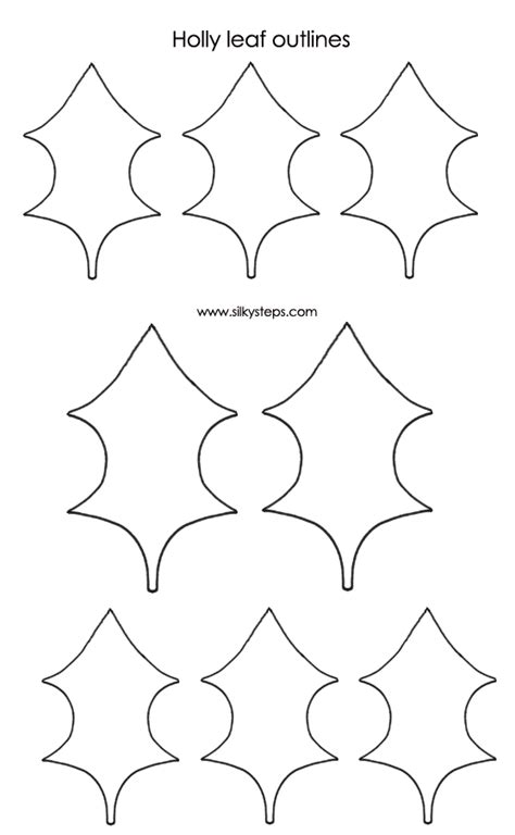 holly leaf outline template worksheets library
