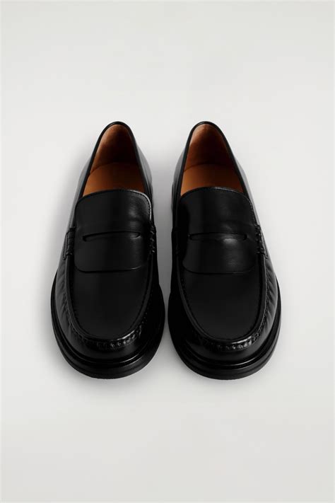 classic leather penny loafers black  gb