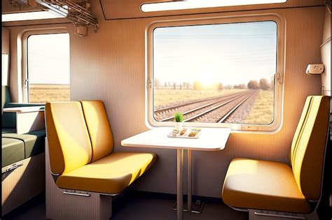 Premium Photo | Light train interior with leather yellow seats