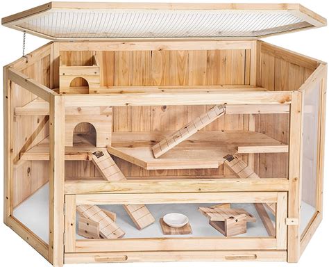 TecTake Large wooden rodent hamster cage villa hut for small animals ...