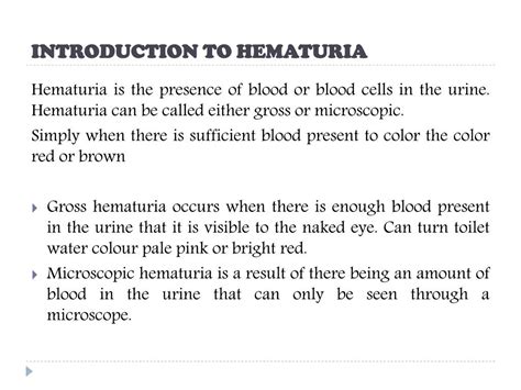 PPT - Hematuria (Blood in the urine): Symptoms, causes, diagnosis and
