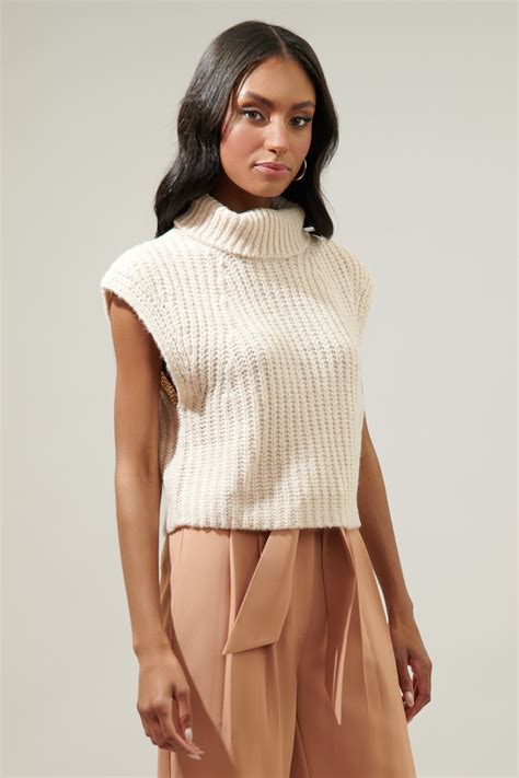 Monica Sleeveless Cropped Turtleneck Sweater – Sugarlips