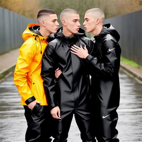 Asking Stable Diffusion AI to imagine hot guys in rainwear, raingear