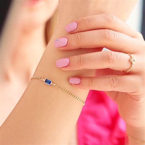 Solid Gold Sapphire Bracelet 14K Gold Gemstone Bracelet - Etsy