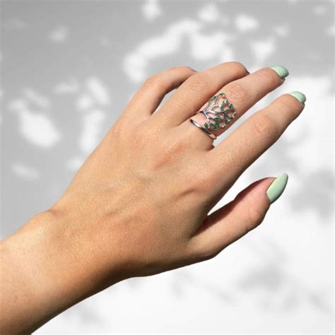 Сребърен пръстен цъфнало дърво "Зеленина" – Silenti Jewelry