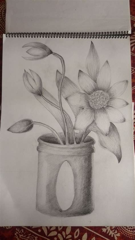 Flower pot sketch | Graffiti wallpaper, Creative art, Canvas painting ...