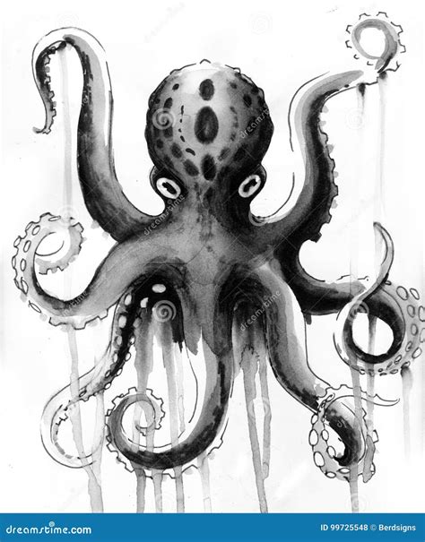 Ink octopus stock illustration. Illustration of creature - 99725548