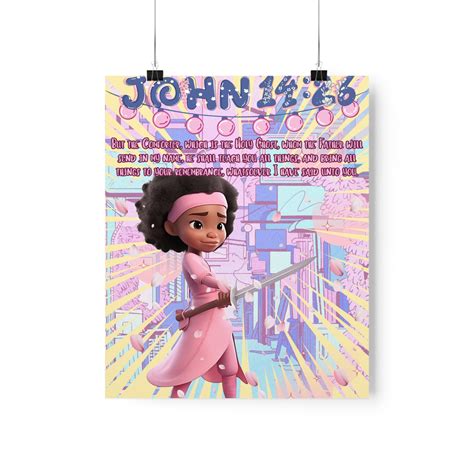 John 14:26 Bible Inspirational Girl Poster Christian Wall Art Decor