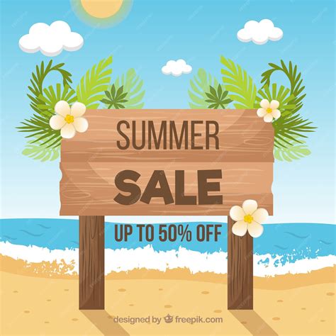 Free Vector | Summer sale background with sign at beach