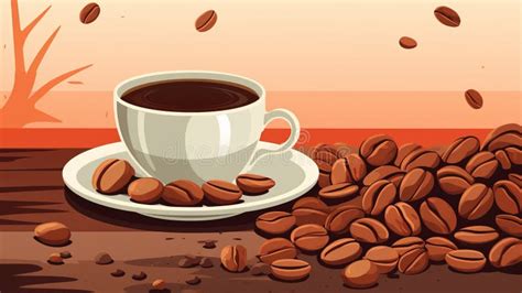 An Illustration of Coffee Beans and a Cup Stock Illustration ...