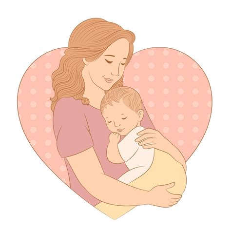 Madre Sosteniendo A Su Bebé En Brazos, Clip Art