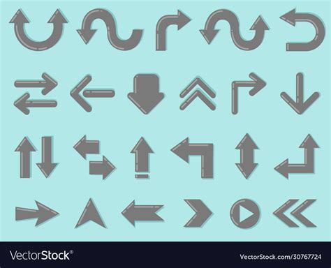 arrow set stylish  elegant gray arrows vector image