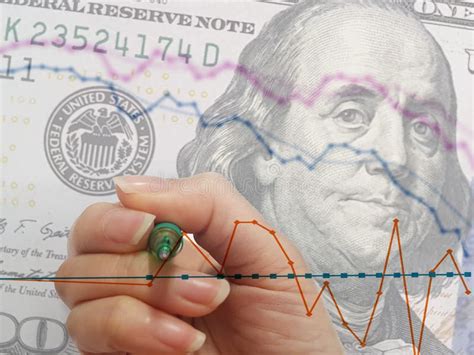 hand drawing  chart  depict stock market movement  dollar bill