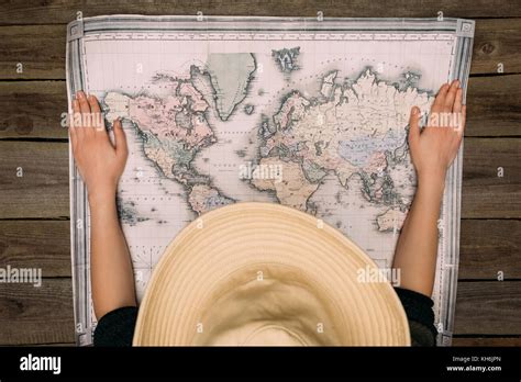 woman  hat  map stock photo alamy