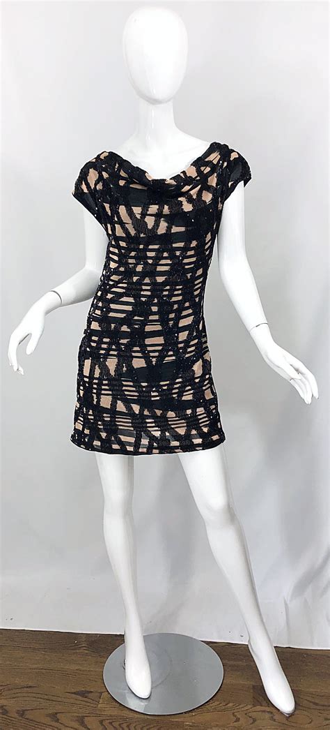 Missoni Early 2000s Black + Nude Sequined Size 40 / 4 - 6 Abstract Mini