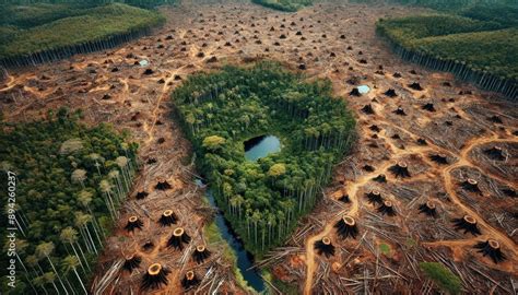 aerial view  deforestation   tropical rainforest illustrating