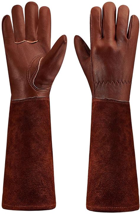 Long-Gardening-Gloves for Women/Men - Thorn Proof Cowhide Leather Rose
