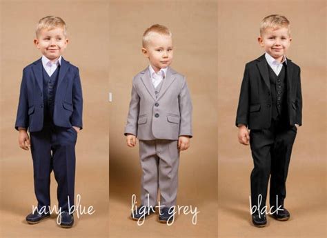 Wedding navy suit Ring bearer outfit Wedding grey suit Wedding | Etsy