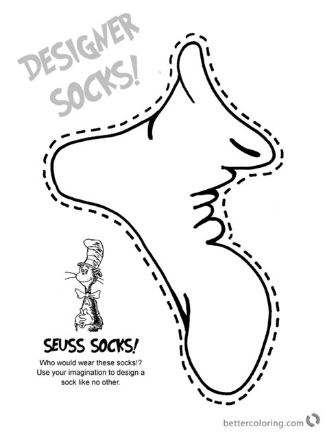 Fox in Socks by Dr Seuss Coloring Pages Designer Socks - Free Printable ...