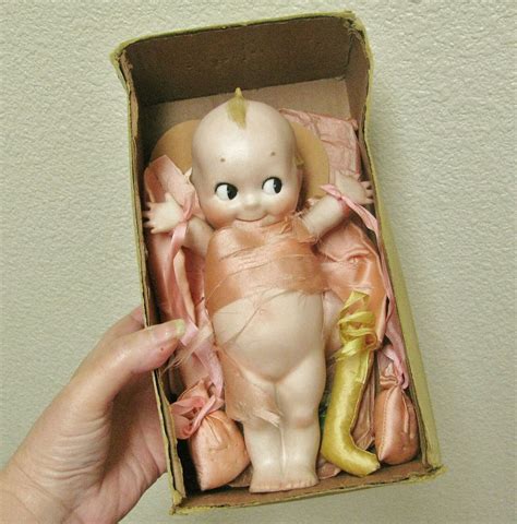 antique vintage oneill kewpie bisque doll box signed  ink