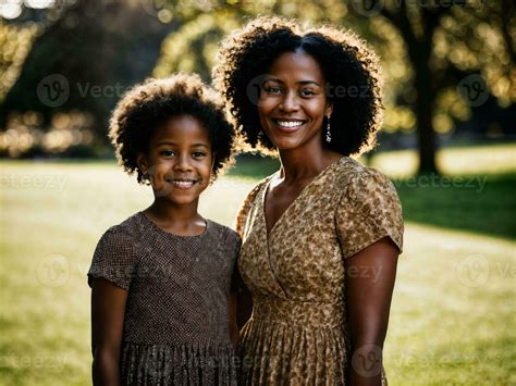 photo of happy family black mother and daughter, generative AI 28111454