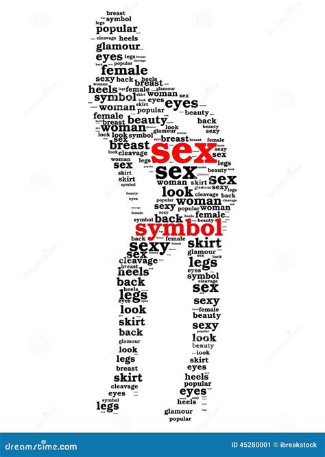 Sex Symbol Word Cloud in Shape of Woman Stock Illustration