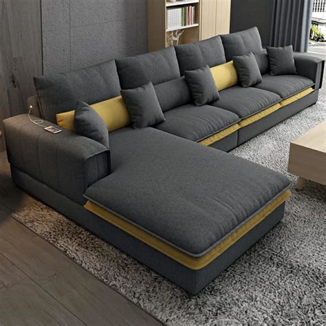 china nordic luxury technology fabric corner living room sofa set