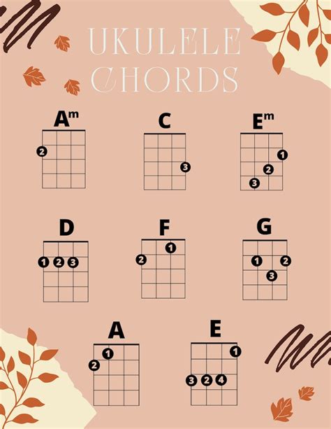 Beginner Ukulele Chord Chart - Etsy