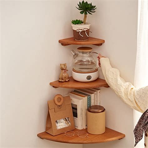 Round Corner Shelf Floating Shelf Rustic Wooden Shelf Plant - Etsy