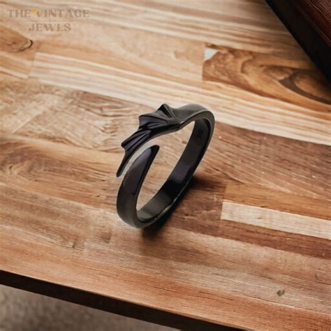 Adjustable Angel Couple Rings, Black & Silver Rings, Sterling Silver