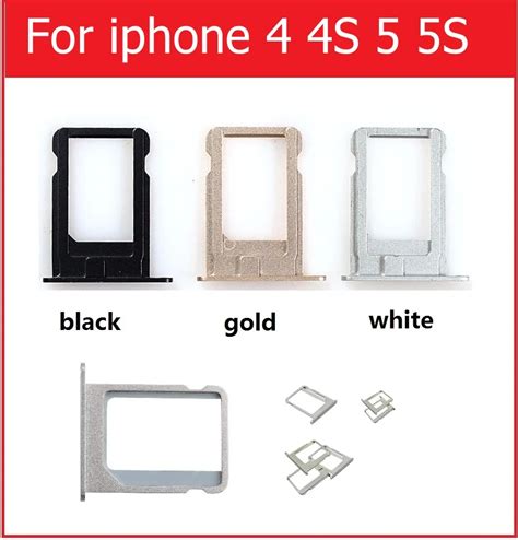 Genuine new Sim Card Tray & Sim card adapter for iPhone 4 4s 5 5S se ...