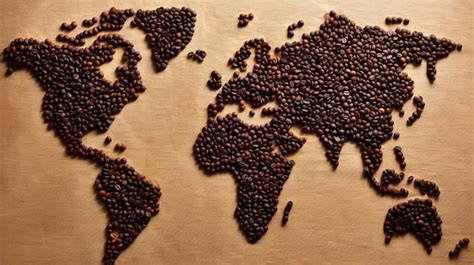 Premium AI Image | a world map with coffee beans and a world map.