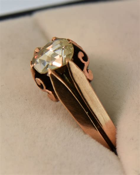 Antique Rose Cut Diamond Solitaire Engagement Ring in Rose Gold