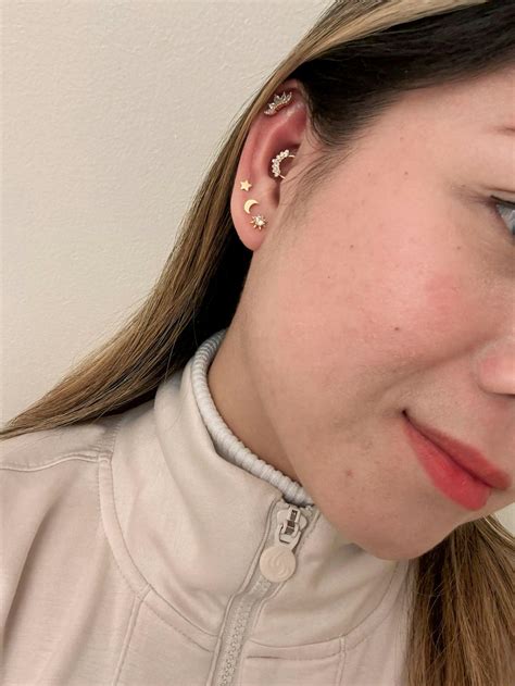 glowing sun cz flat  cartilage piercing stud  helix piercing