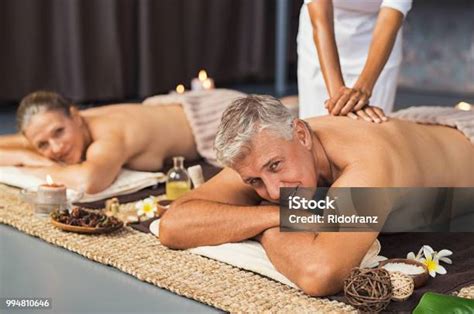 mature couple  spa  massage stock photo  image