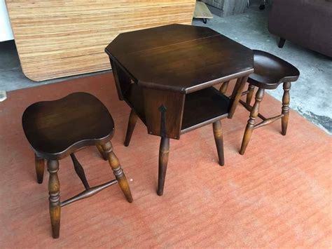 Vintage coffee table and stools set on Carousell