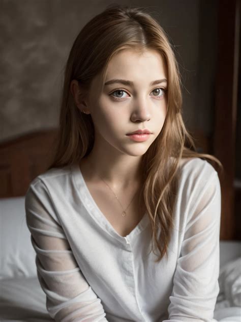 Portrait of an 18 year old cute beautiful perfect face petit teen, she